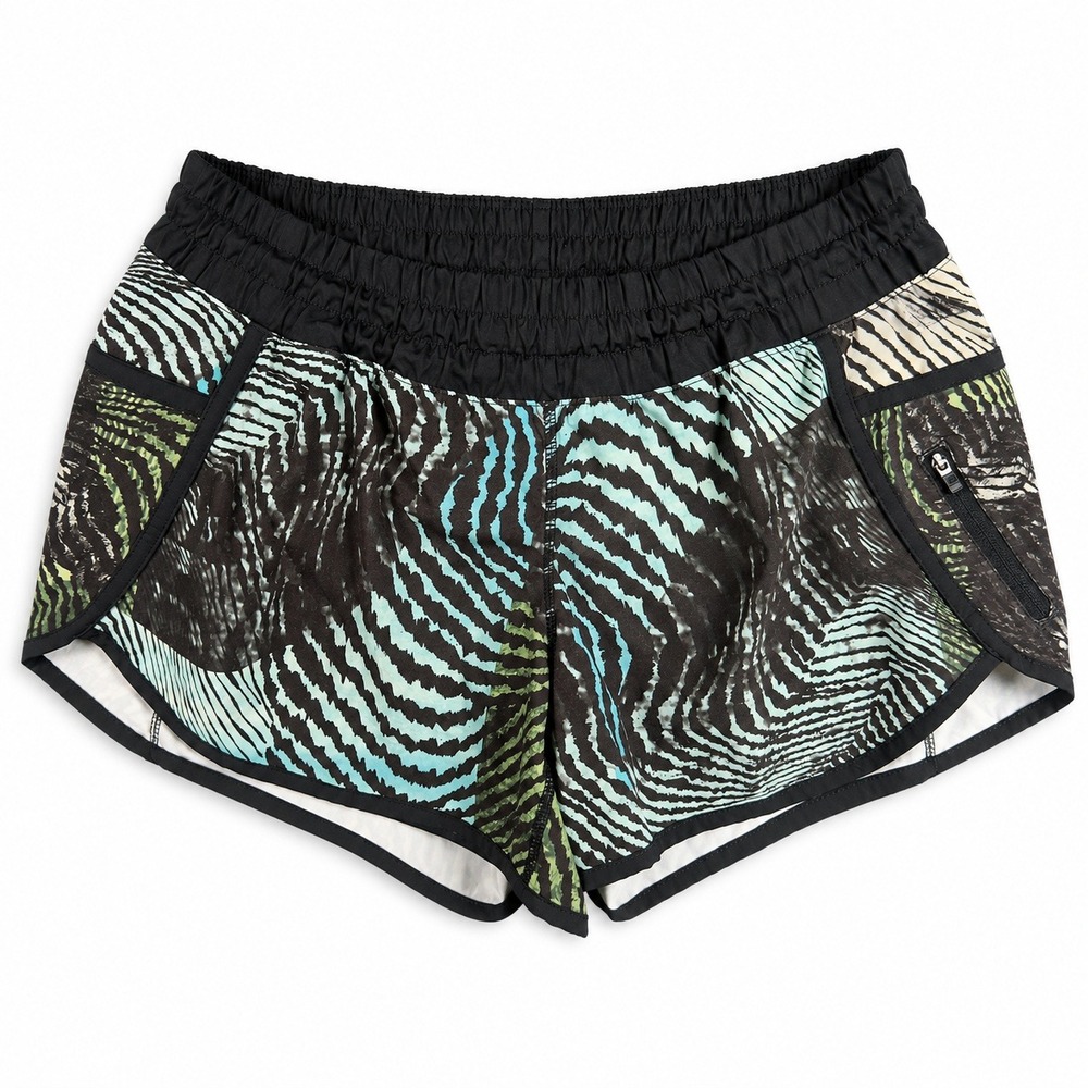 Lululemon Speed Shorts Womens Size 8 Zebra Print Running Lined Zip Pocket
